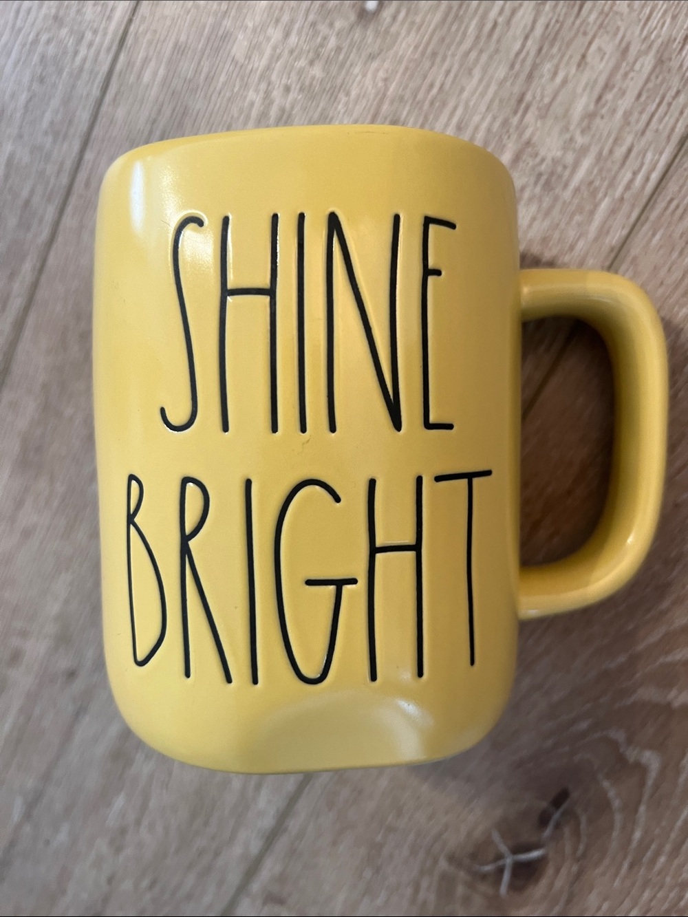 Rae Dunn - Yellow 'SHINE BRIGHT' Ceramic Mug